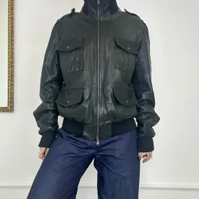 00s leather bomber jacket