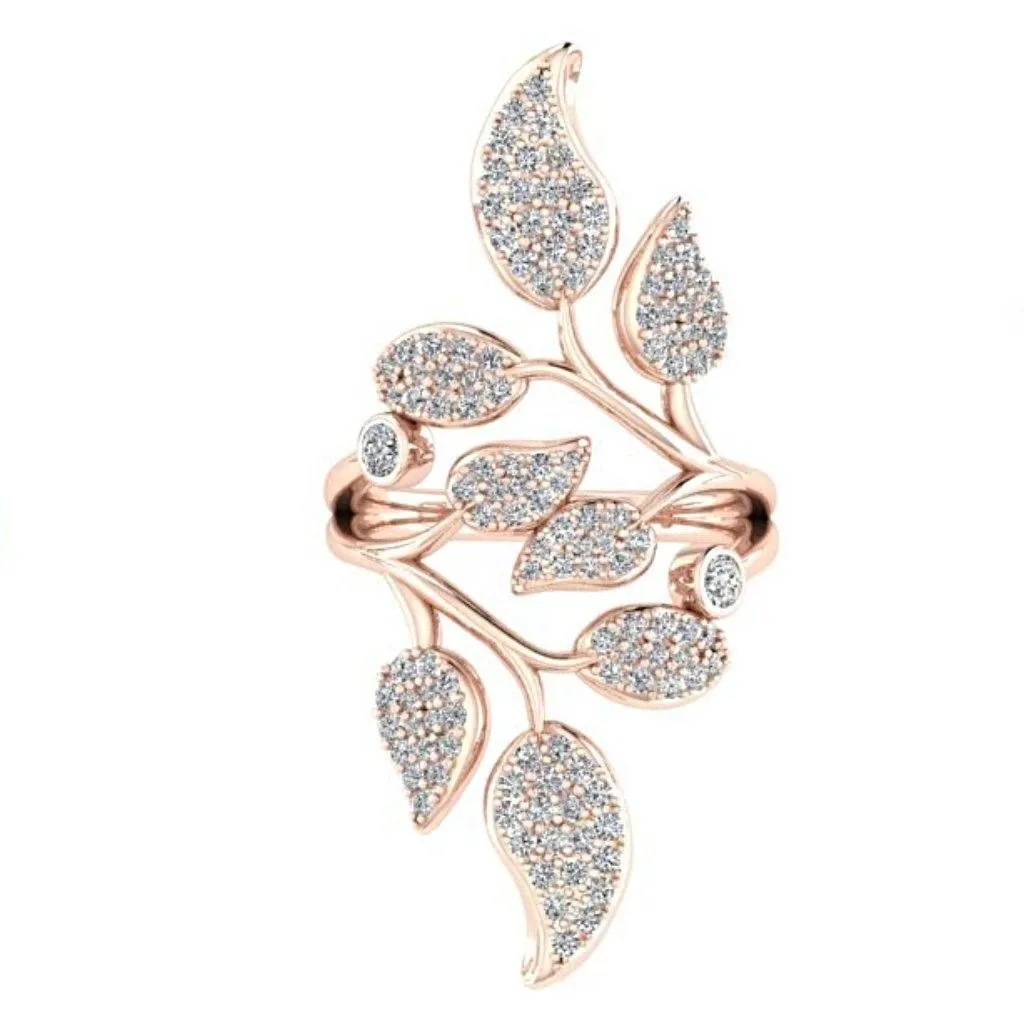 1.0 carat Diamond Leaf Ring 18K Rose Gold