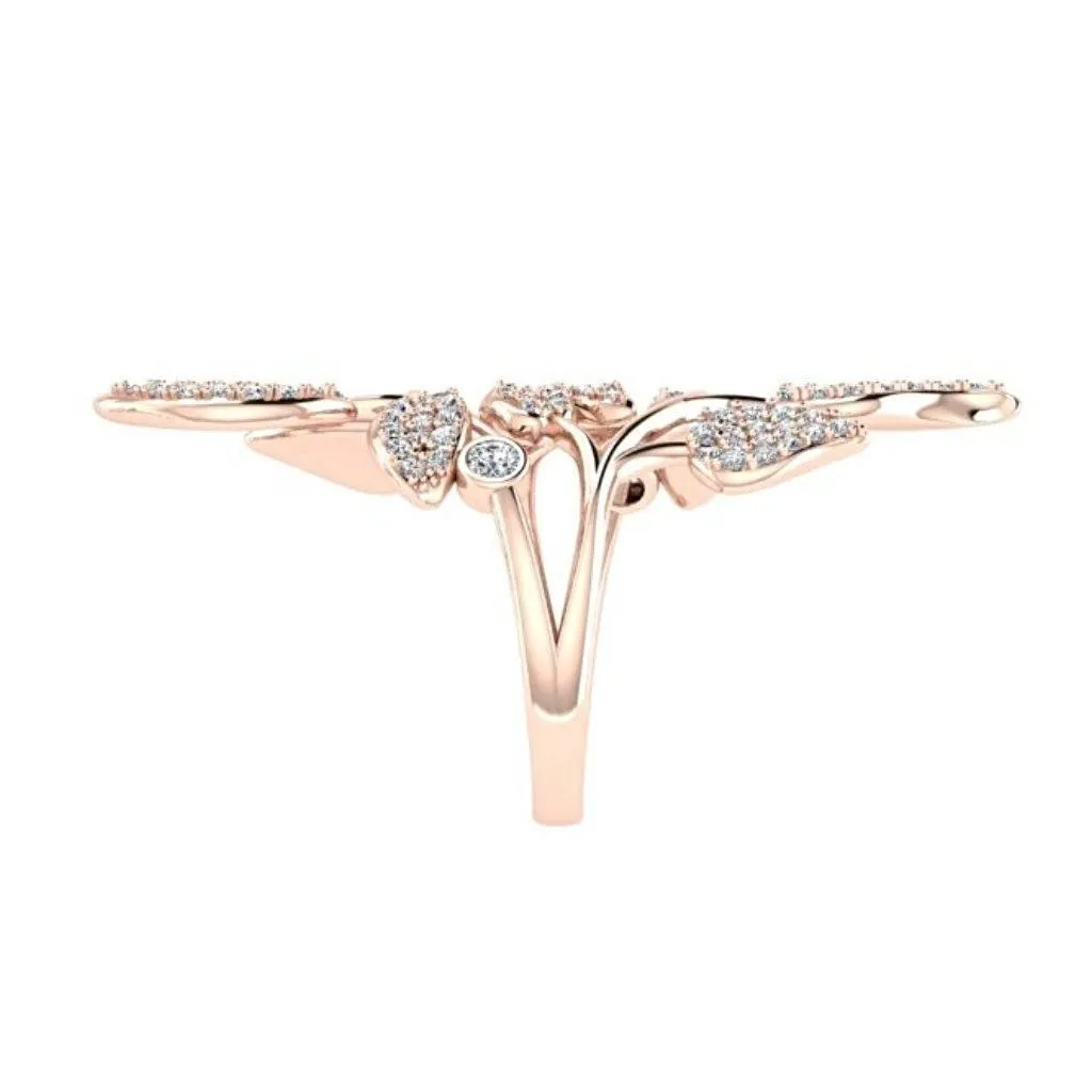 1.0 carat Diamond Leaf Ring 18K Rose Gold