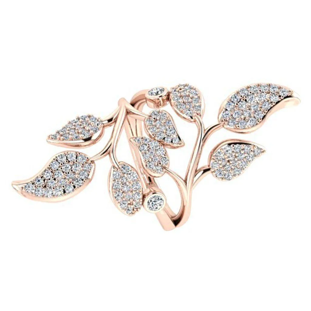 1.0 carat Diamond Leaf Ring 18K Rose Gold