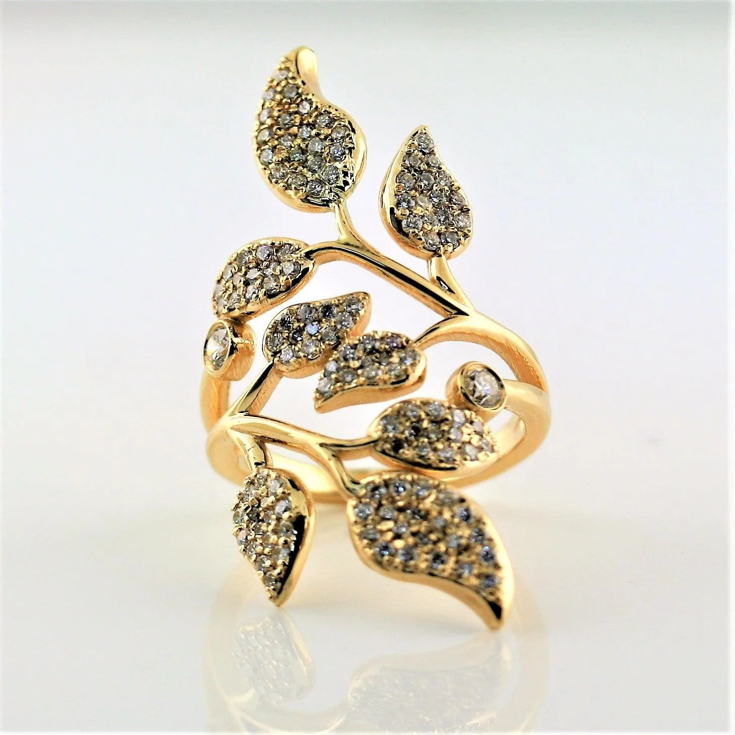 1.0 carat Diamond Leaf Ring 18K Rose Gold