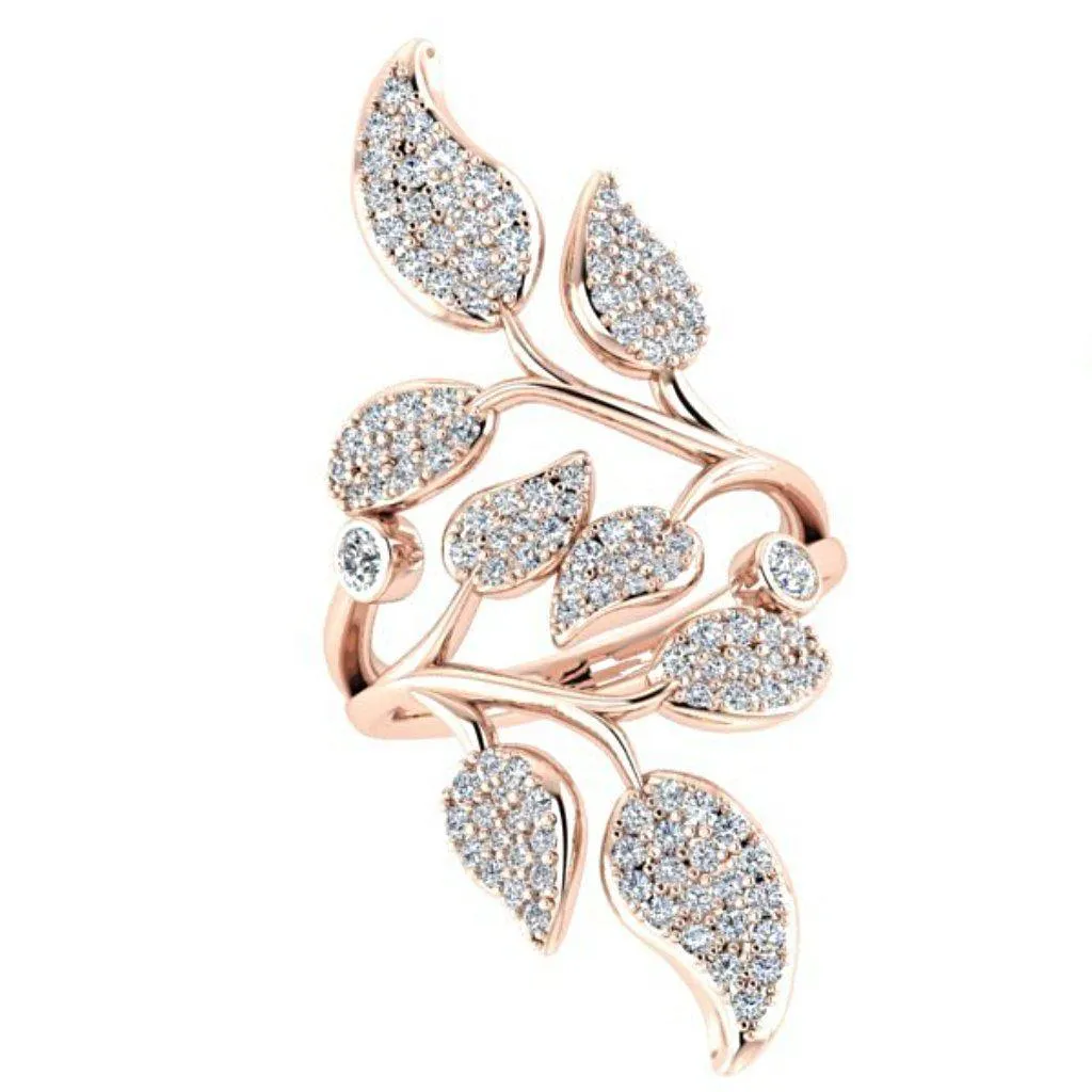 1.0 carat Diamond Leaf Ring 18K Rose Gold