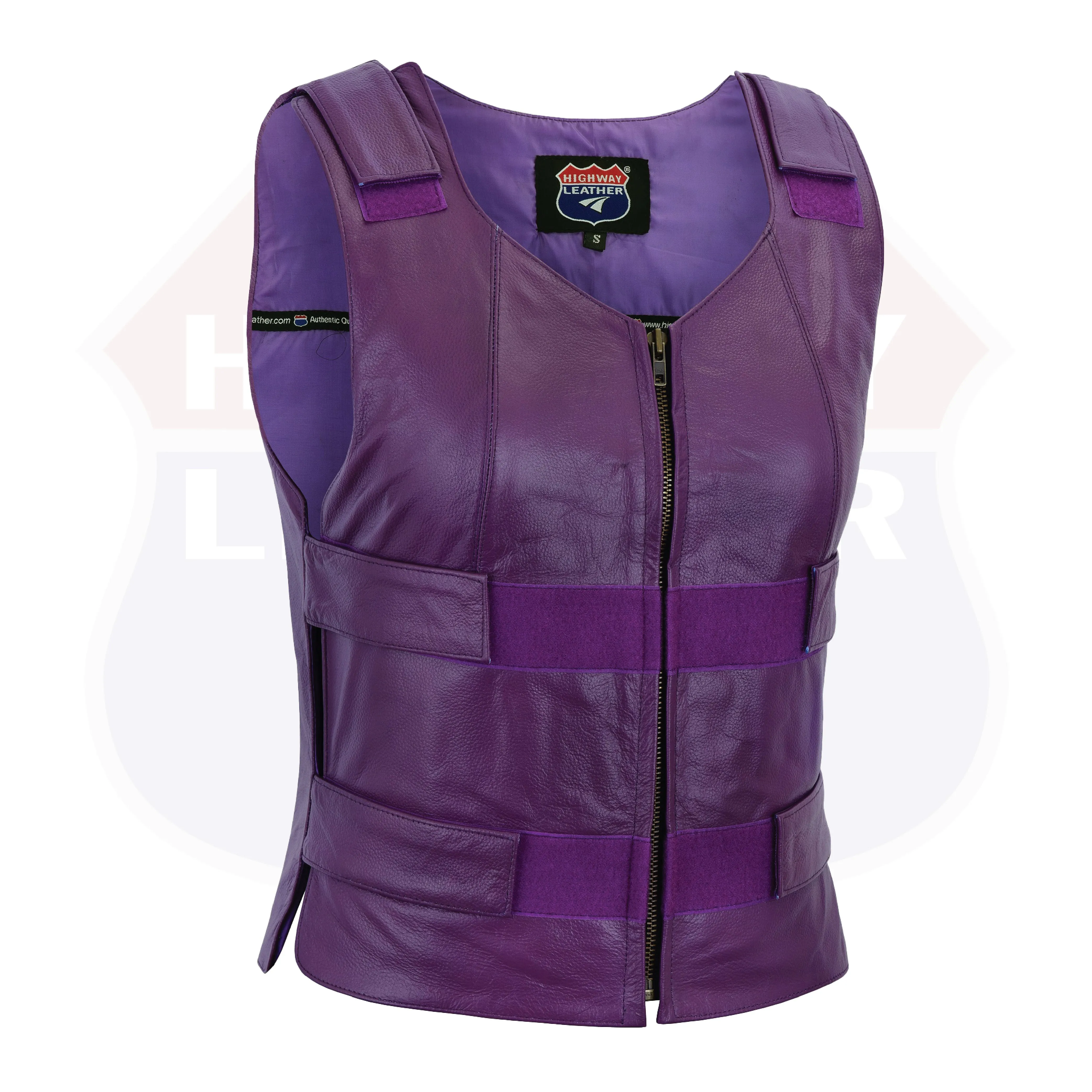 14945PURPLE SHADE#53 WOMEN PURPLE BULLET PROOF LEATHER VEST