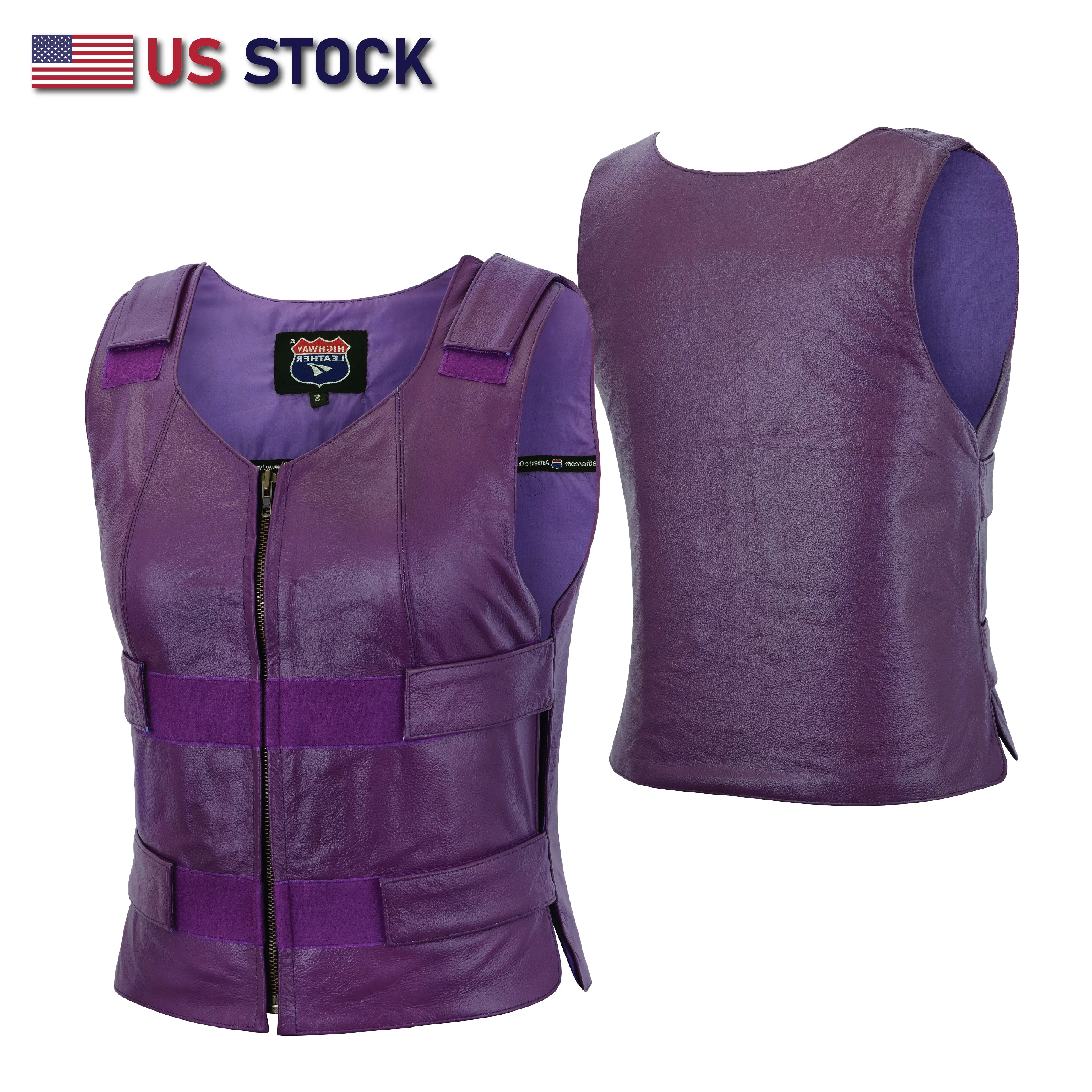 14945PURPLE SHADE#53 WOMEN PURPLE BULLET PROOF LEATHER VEST