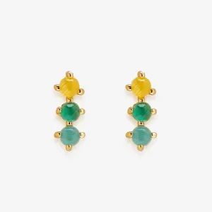 3 Stone Stud Earrings