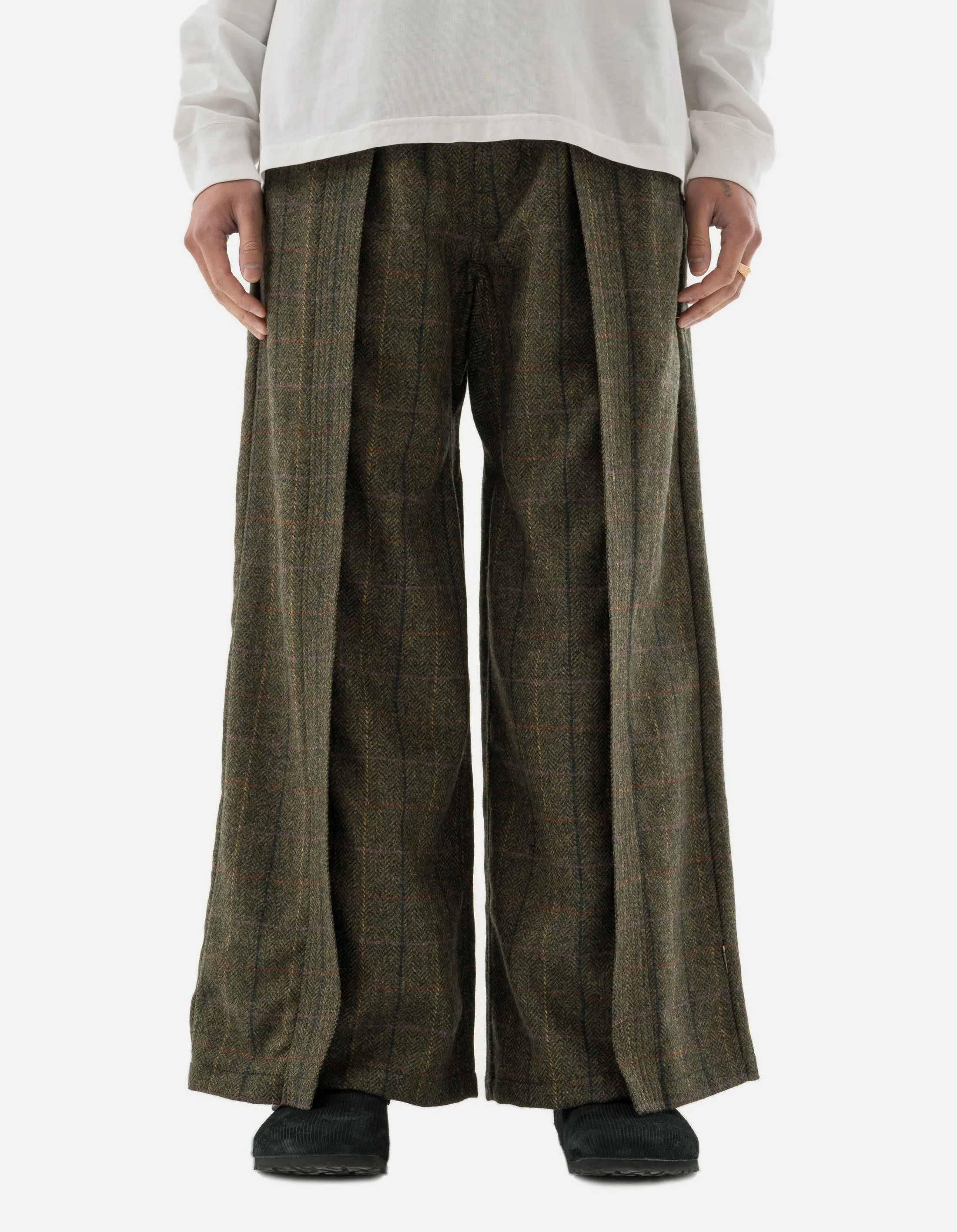 5334 Wool Hakama Track Pants Olive