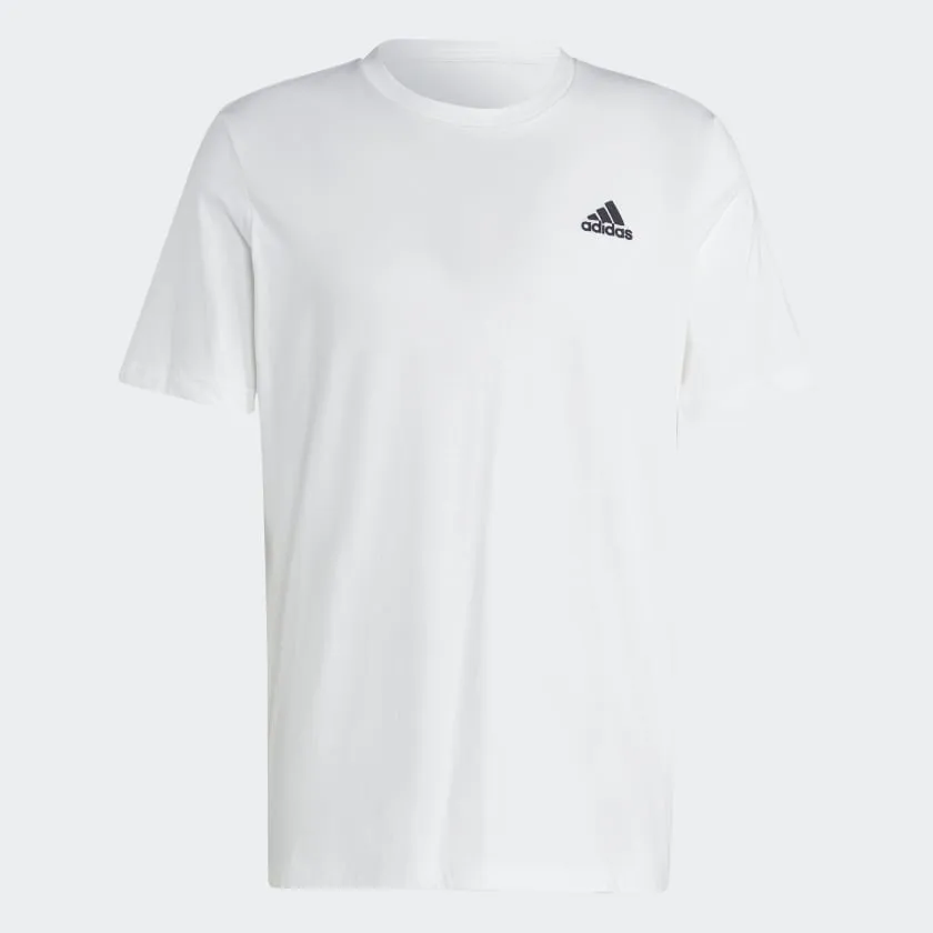 ADIDAS MEN'S ESSENTIALS SINGLE JERSEY EMBROIDERED SMALL LOGO WHITE TEE