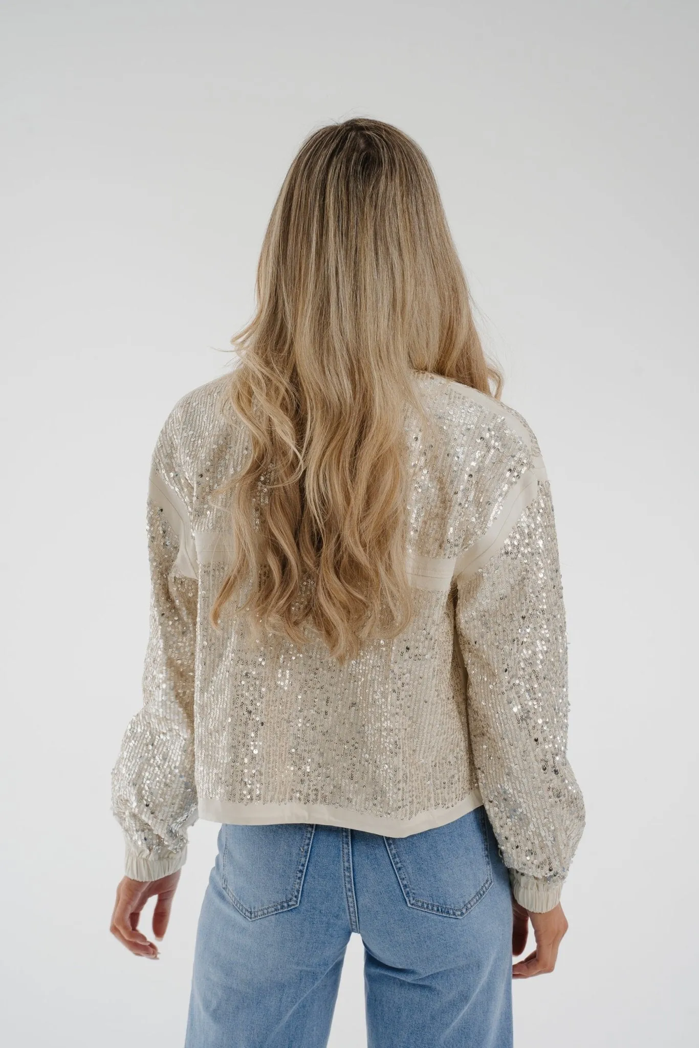 Alana Sequin Jacket In Ivory