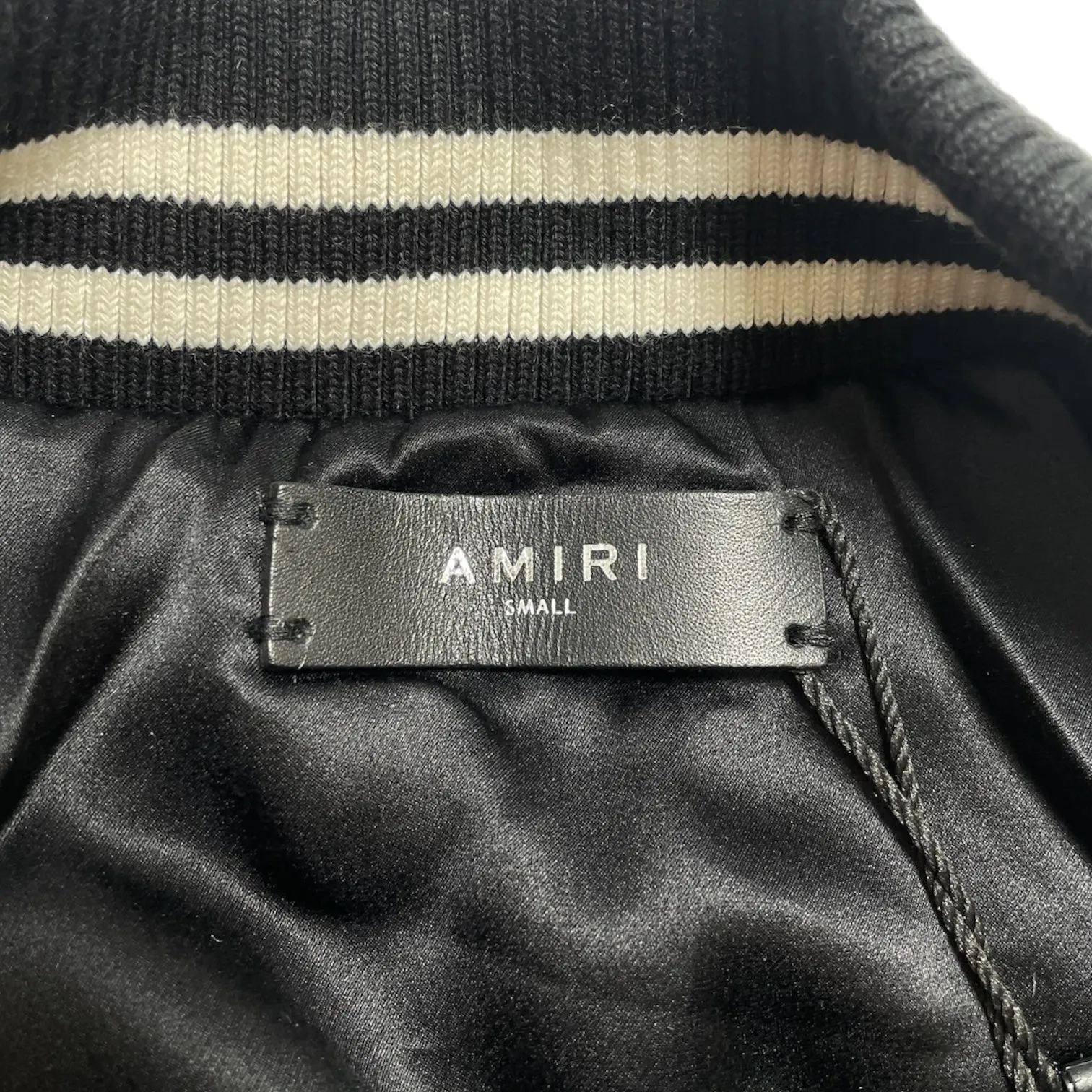 Amiri Lovers Logo Satin Bomber Jacket Black Red