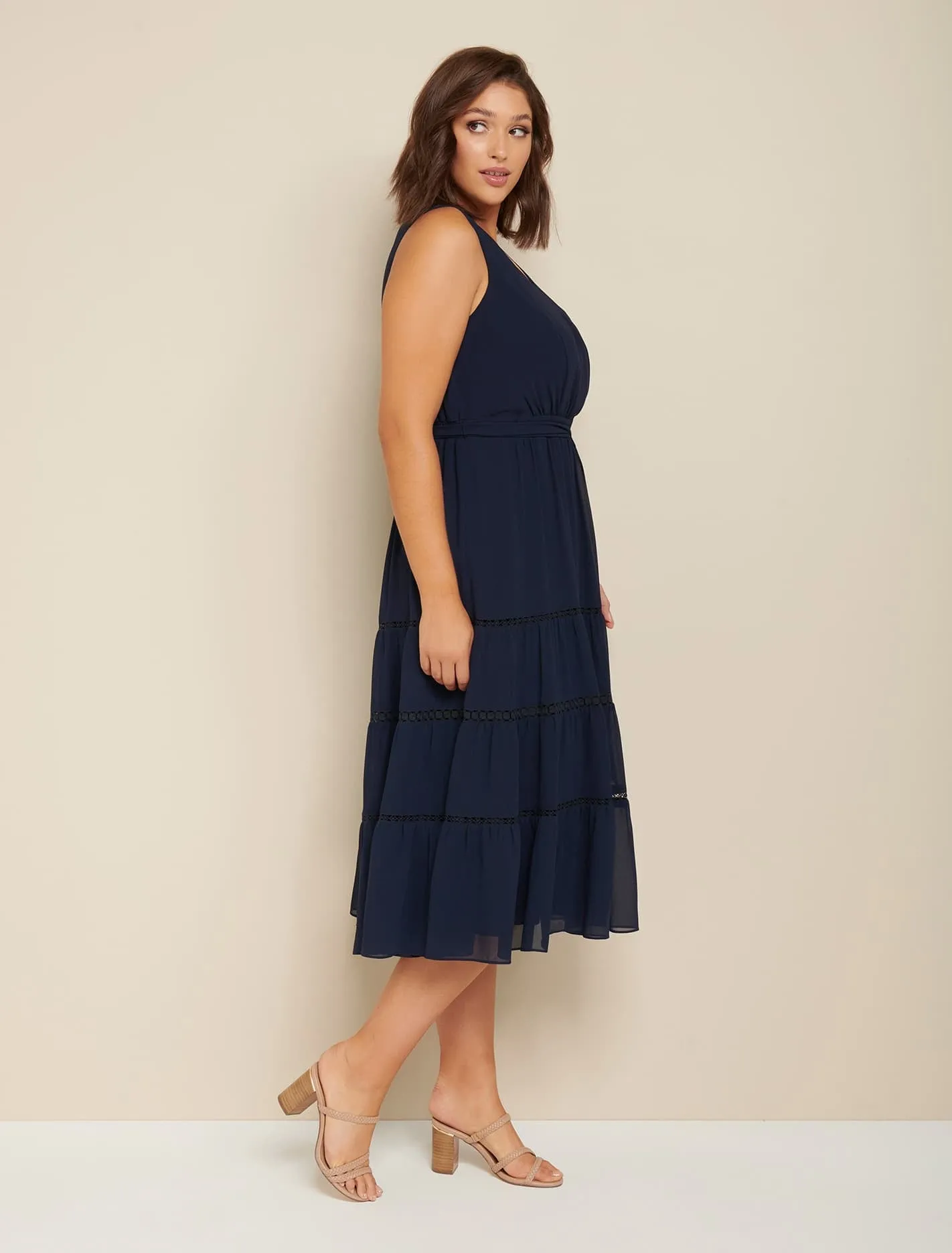 Angelica Curve Tiered Midi Dress