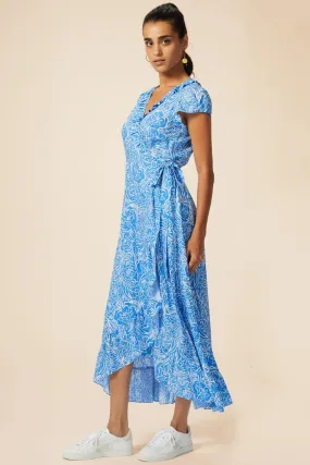 ASPIGA DEMI WRAP DRESS ECOVERO BLUE WHITE