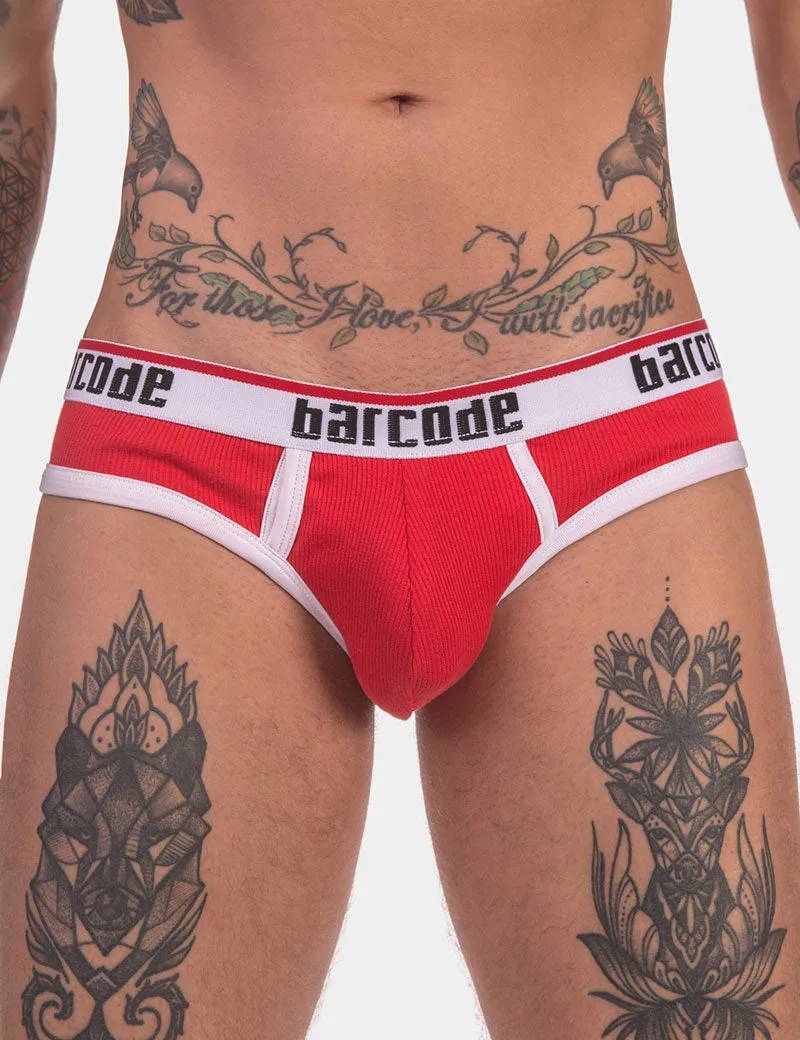 Barcode Berlin Kai Rib Brief Underwear Red/White 91732-301 Size S