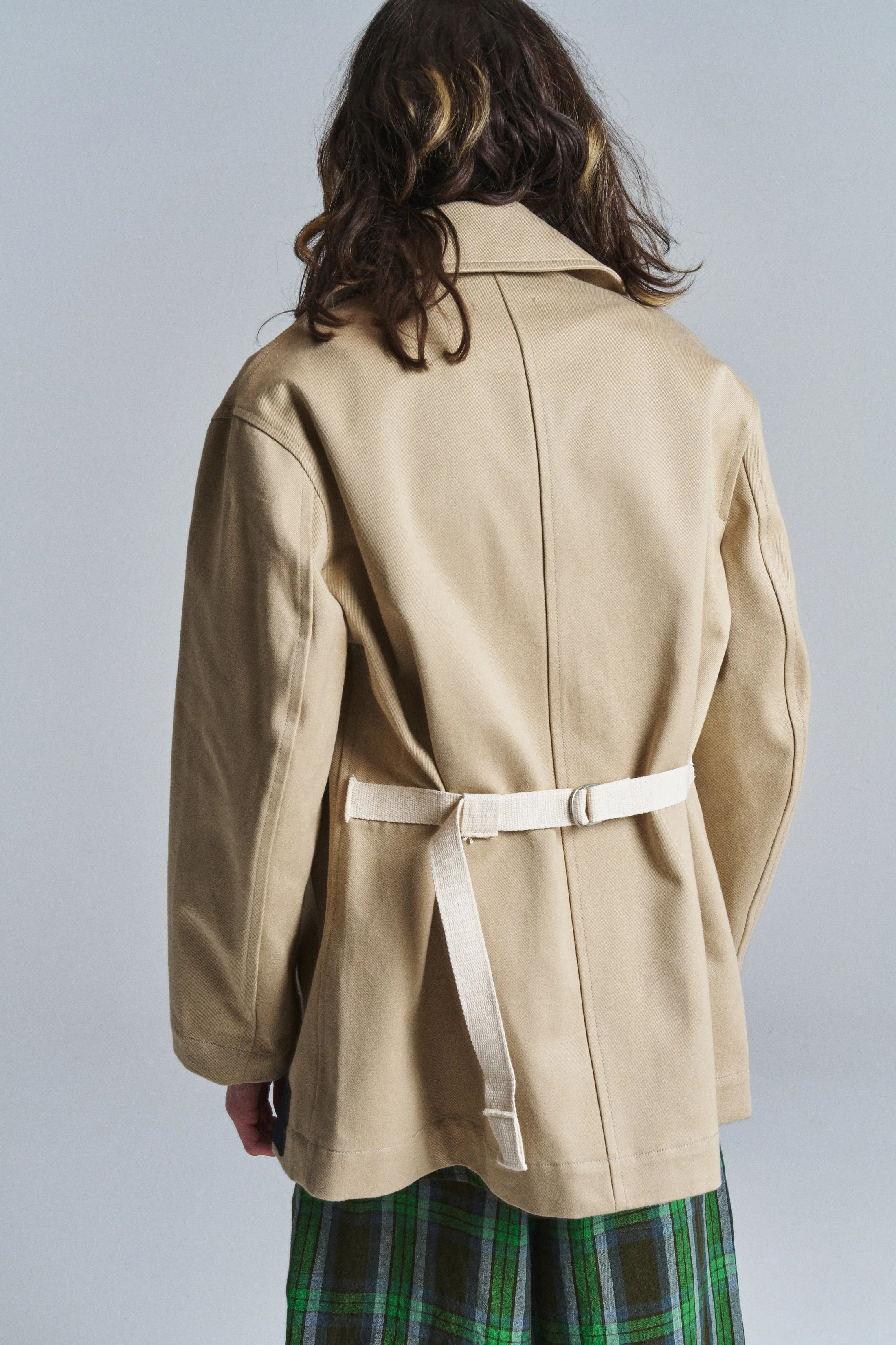 Beige Belted Peacoat