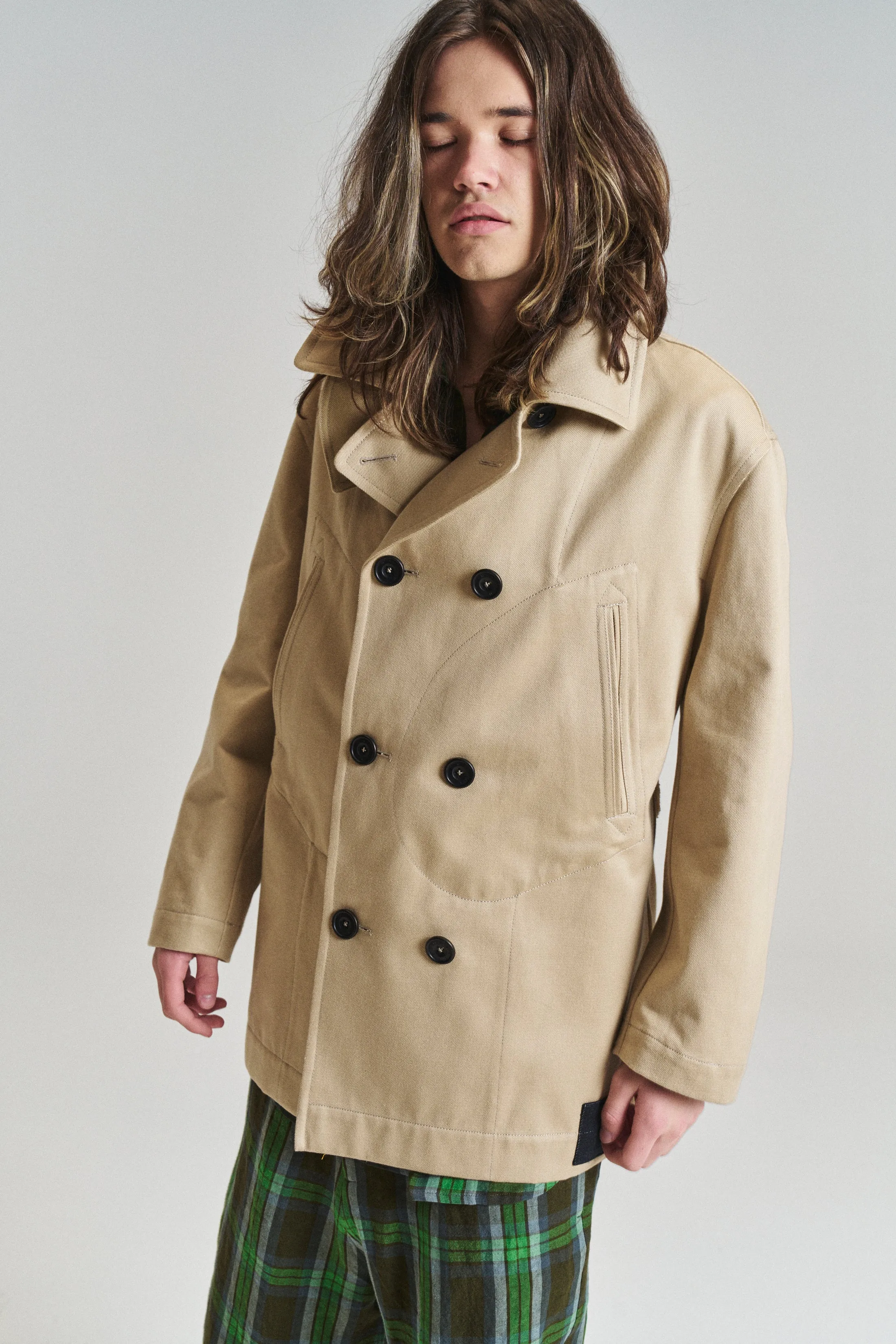 Beige Belted Peacoat