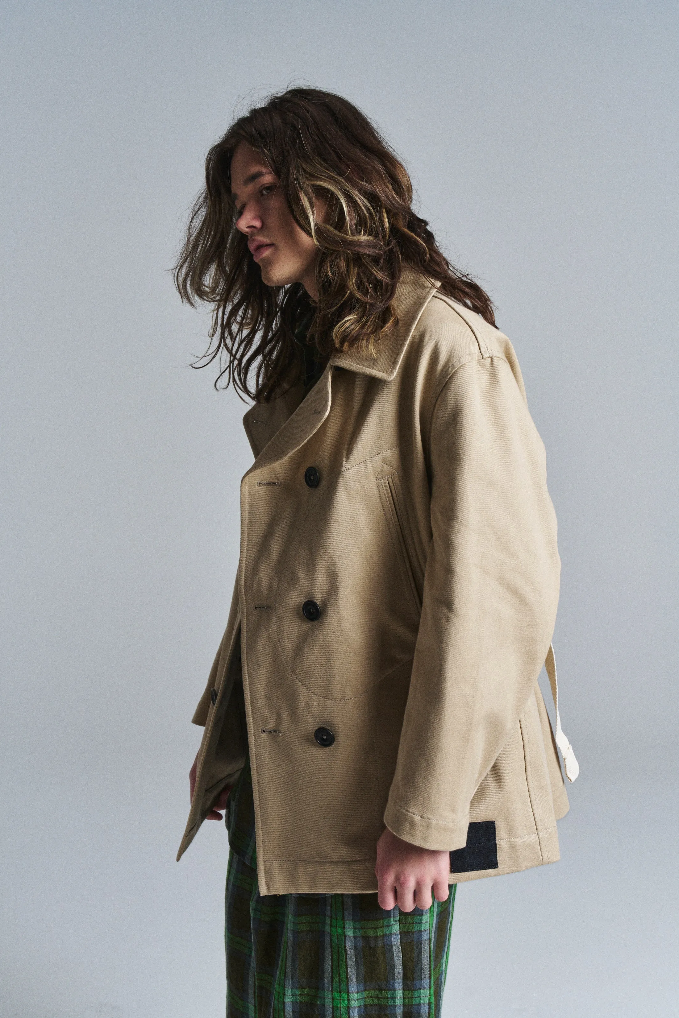 Beige Belted Peacoat