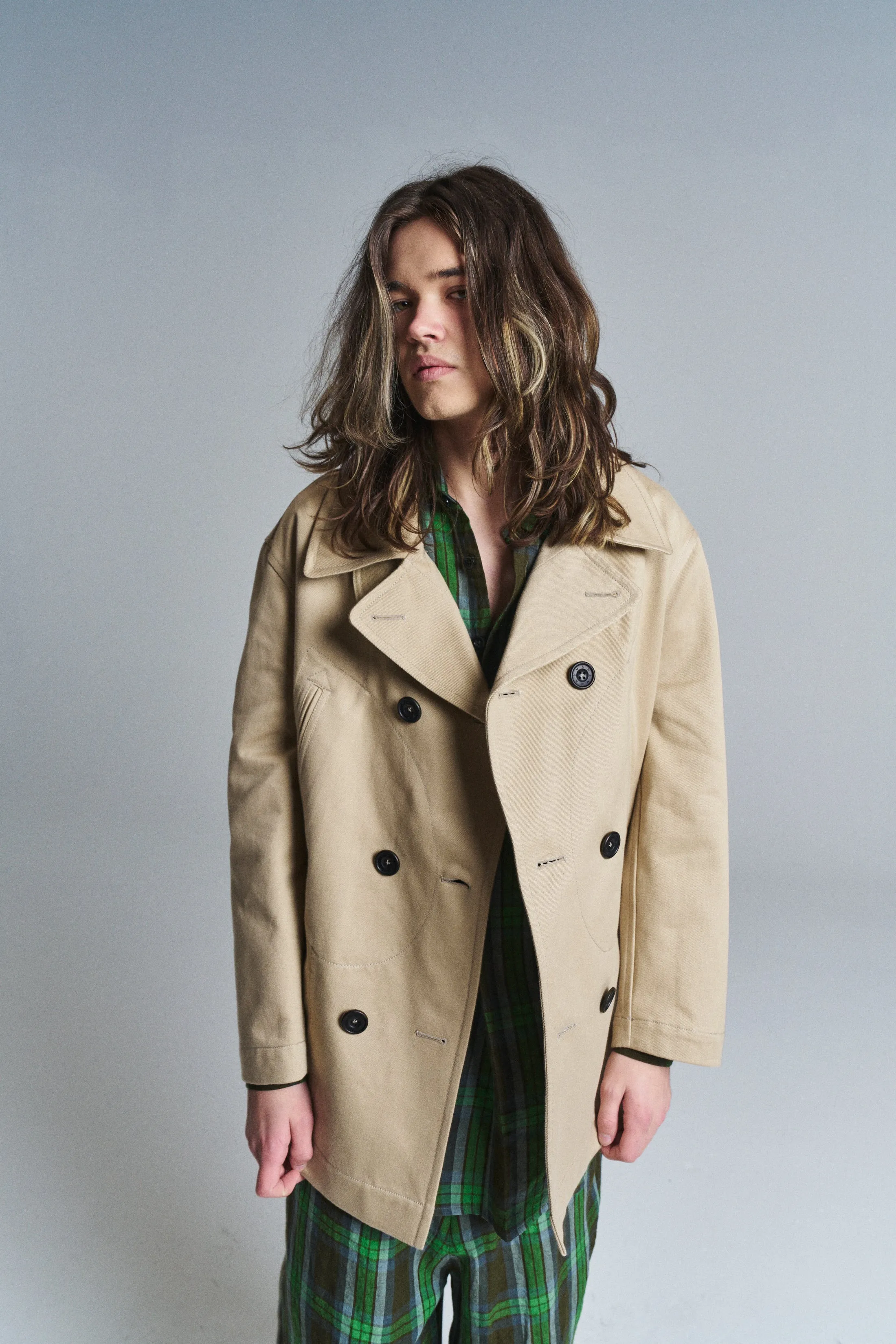 Beige Belted Peacoat