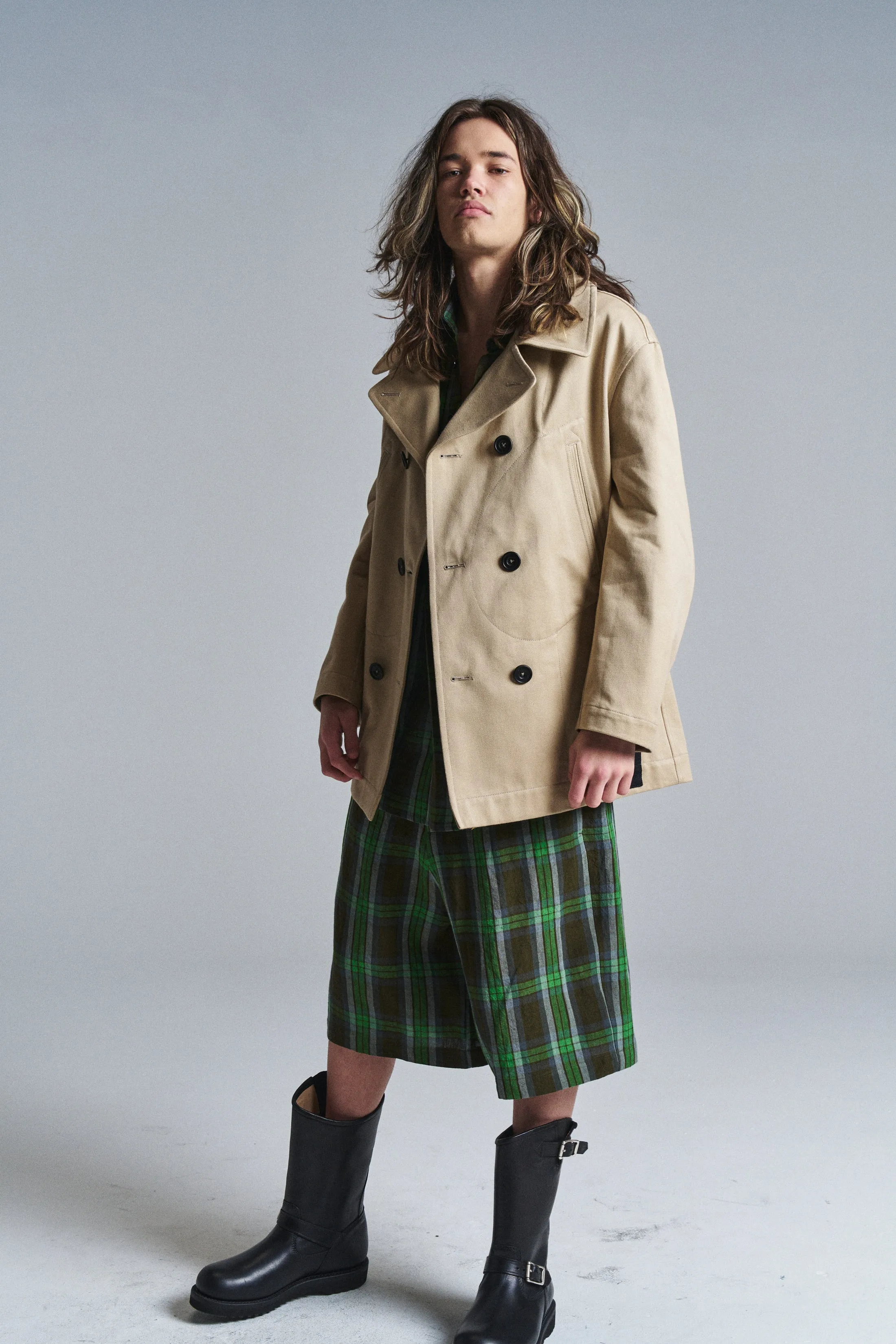 Beige Belted Peacoat