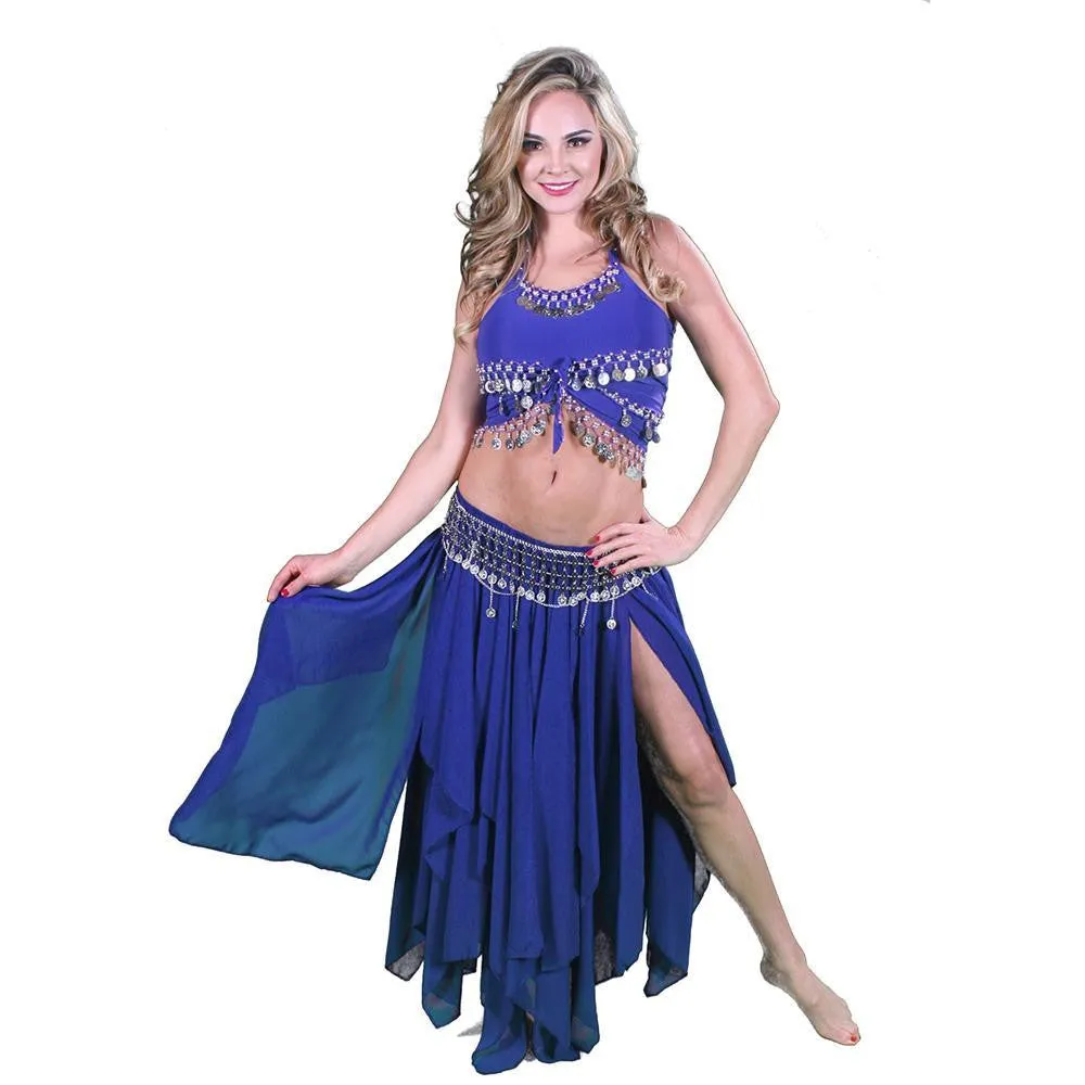 Belly Dance Skirt, Top, & Coin Belt Costume Set | REVELRY