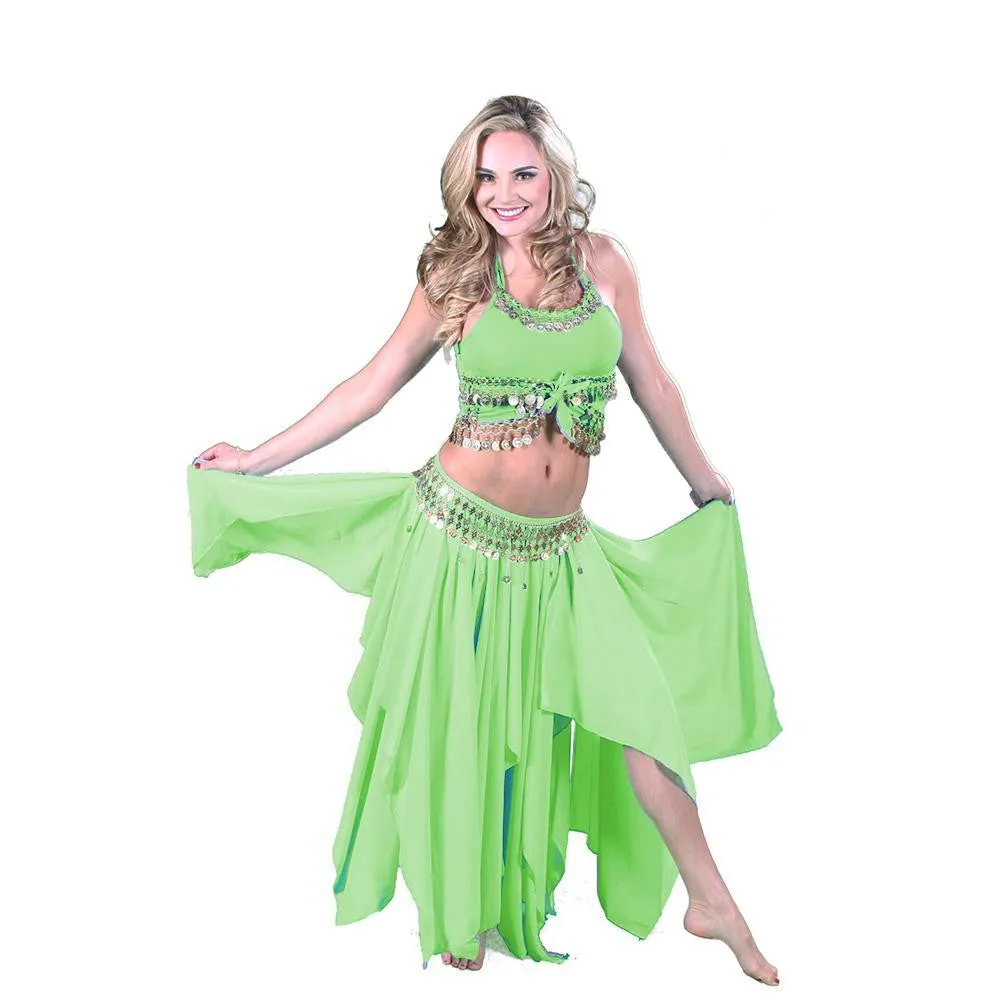 Belly Dance Skirt, Top, & Coin Belt Costume Set | REVELRY