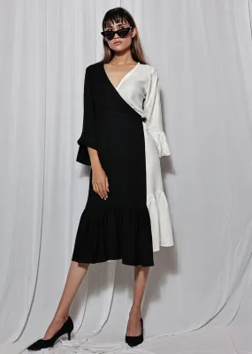 Black and White Wrap Dress | Made with FSC certified 100% sustainable moss