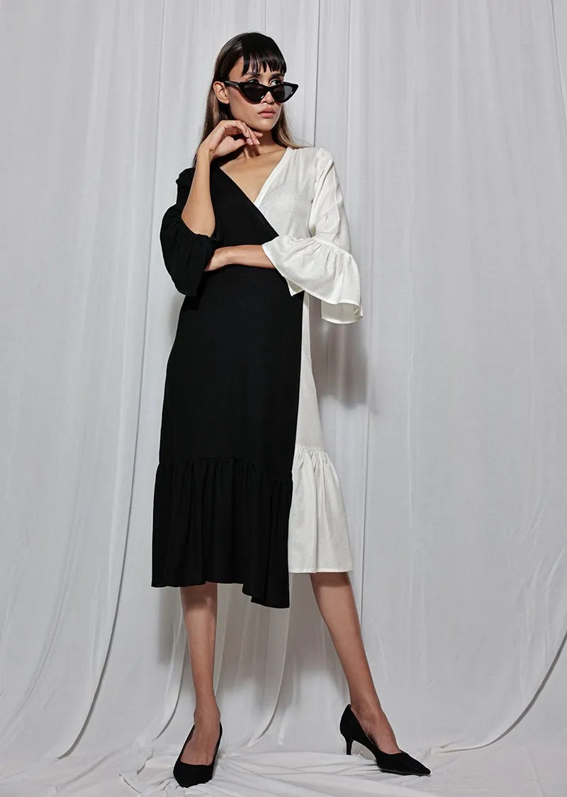 Black and White Wrap Dress | Made with FSC certified 100% sustainable moss