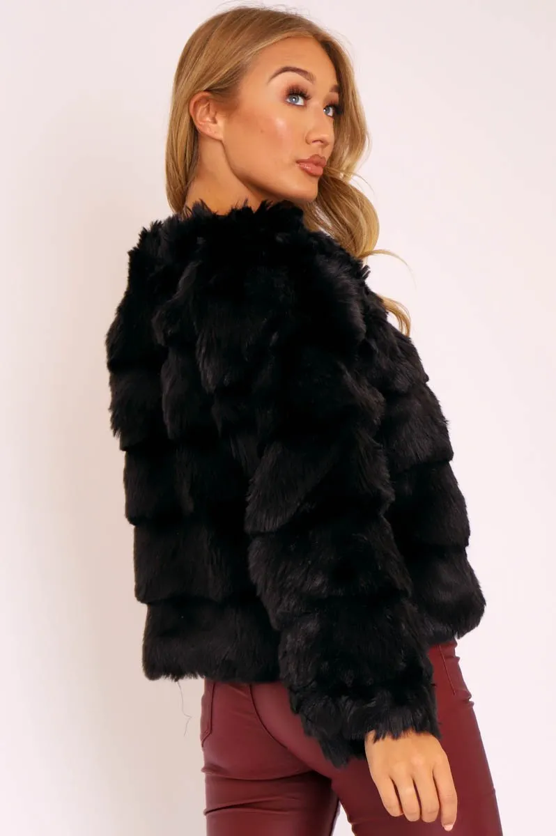 Black Faux Fur Jacket - Estelle