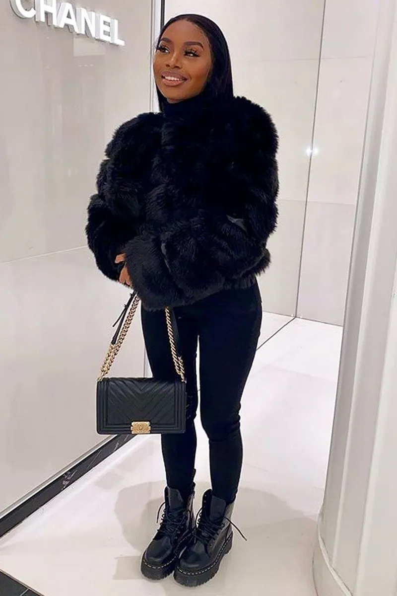 Black Faux Fur Jacket - Estelle