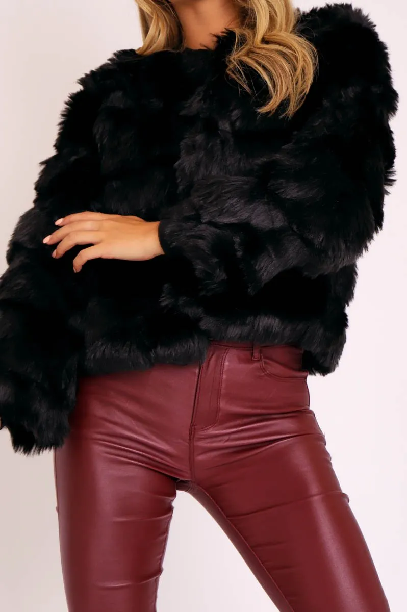 Black Faux Fur Jacket - Estelle