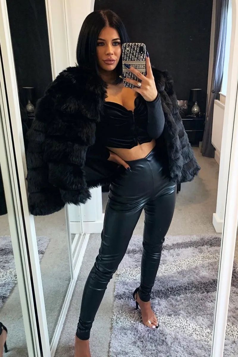 Black Faux Fur Jacket - Estelle