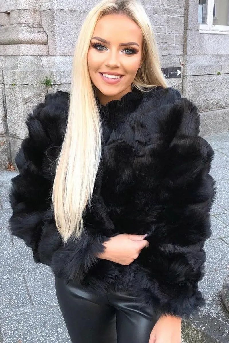 Black Faux Fur Jacket - Estelle