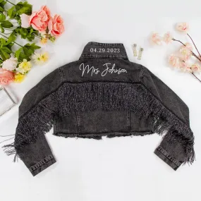 (Black Fringe) Wedding Denim Jackets