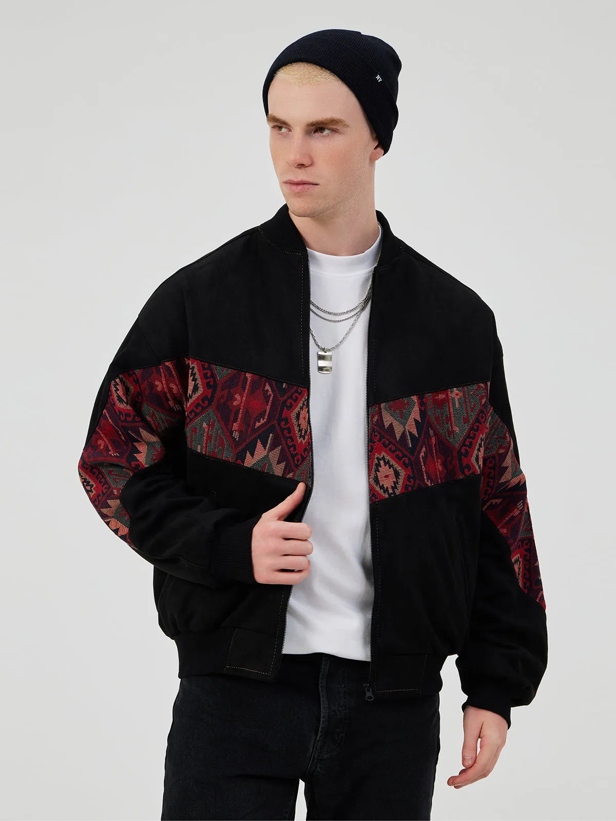 BLACK UNISEX BOMBER JACKET L