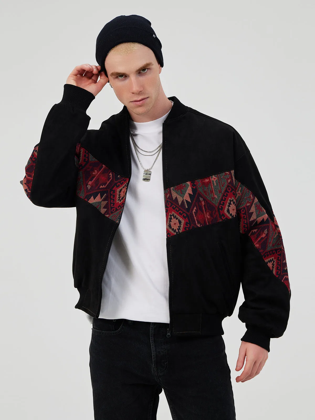 BLACK UNISEX BOMBER JACKET L