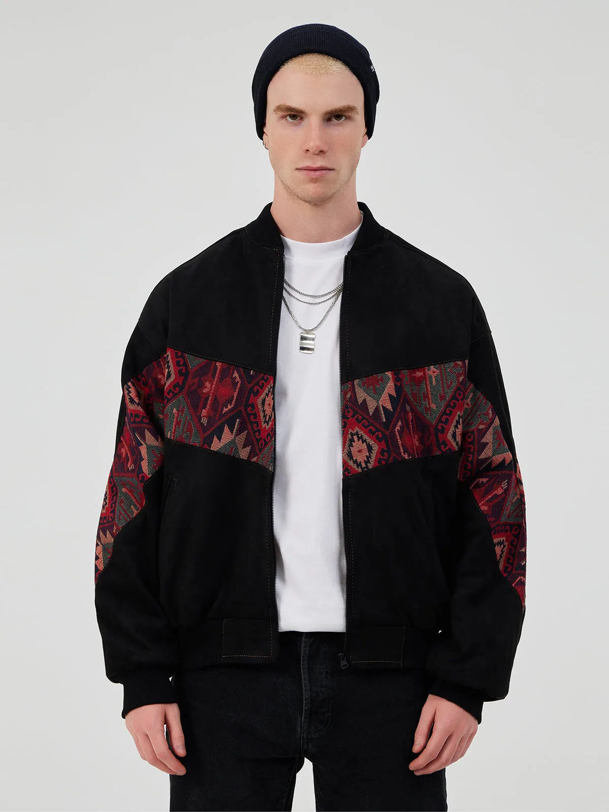 BLACK UNISEX BOMBER JACKET L