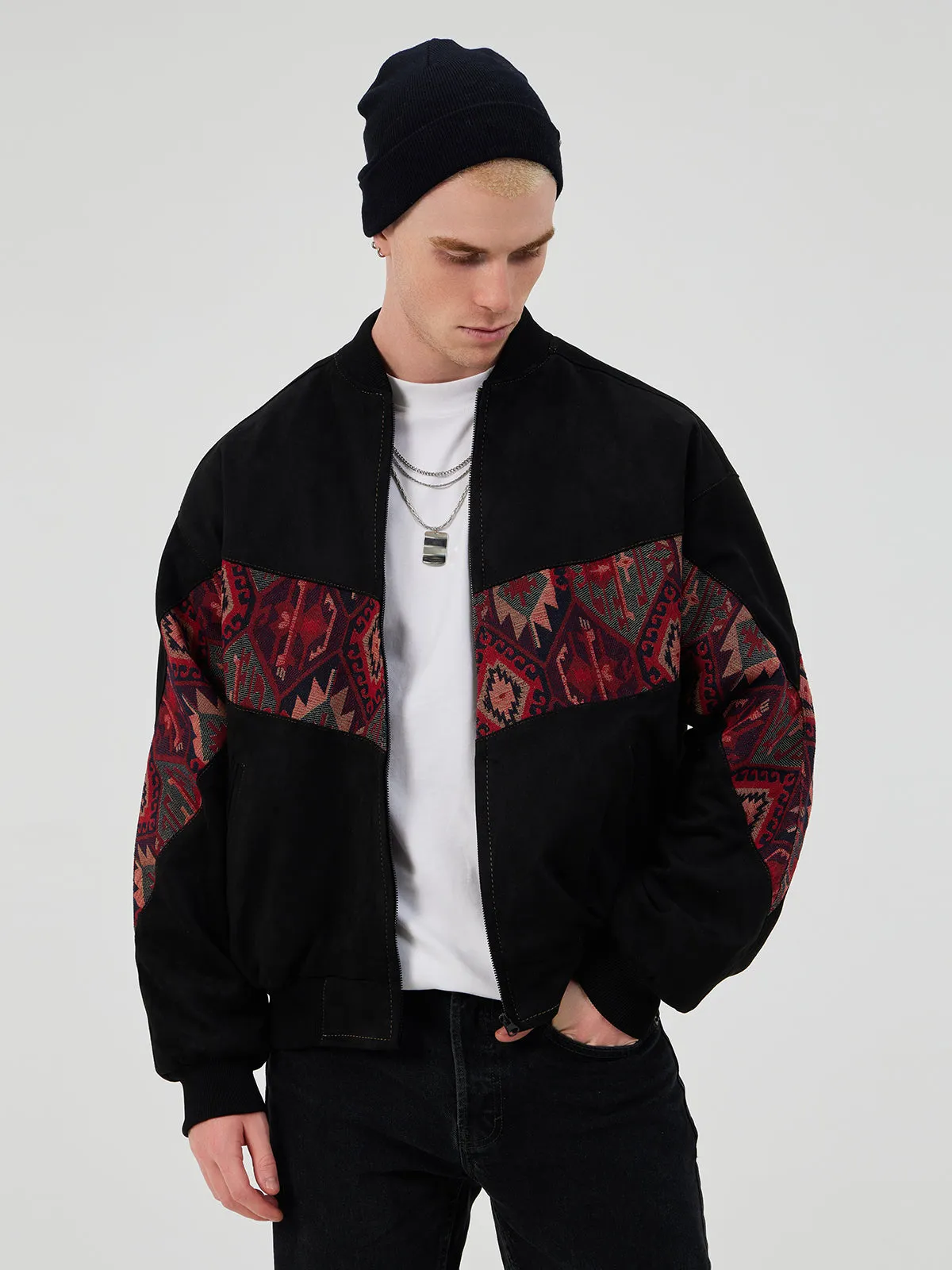 BLACK UNISEX BOMBER JACKET L