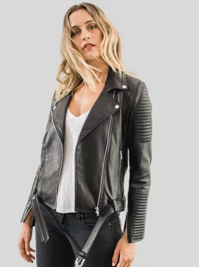 BLAKE LEATHER BIKER JACKET - BLACK