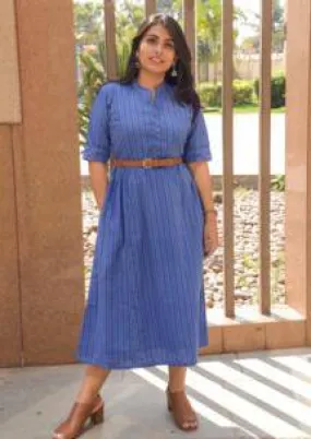 Blue Striped Tulip Midi Dress