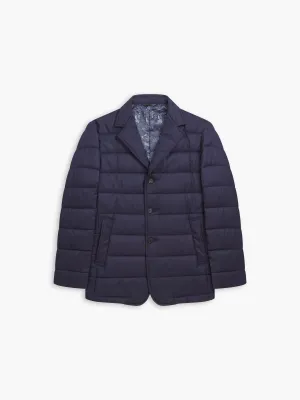 Bocelli Slim Fit Quilted Jacket in Navy Wool