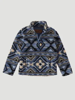 Boy's Wrangler Quarter-zip Sherpa Pullover In Water Blue