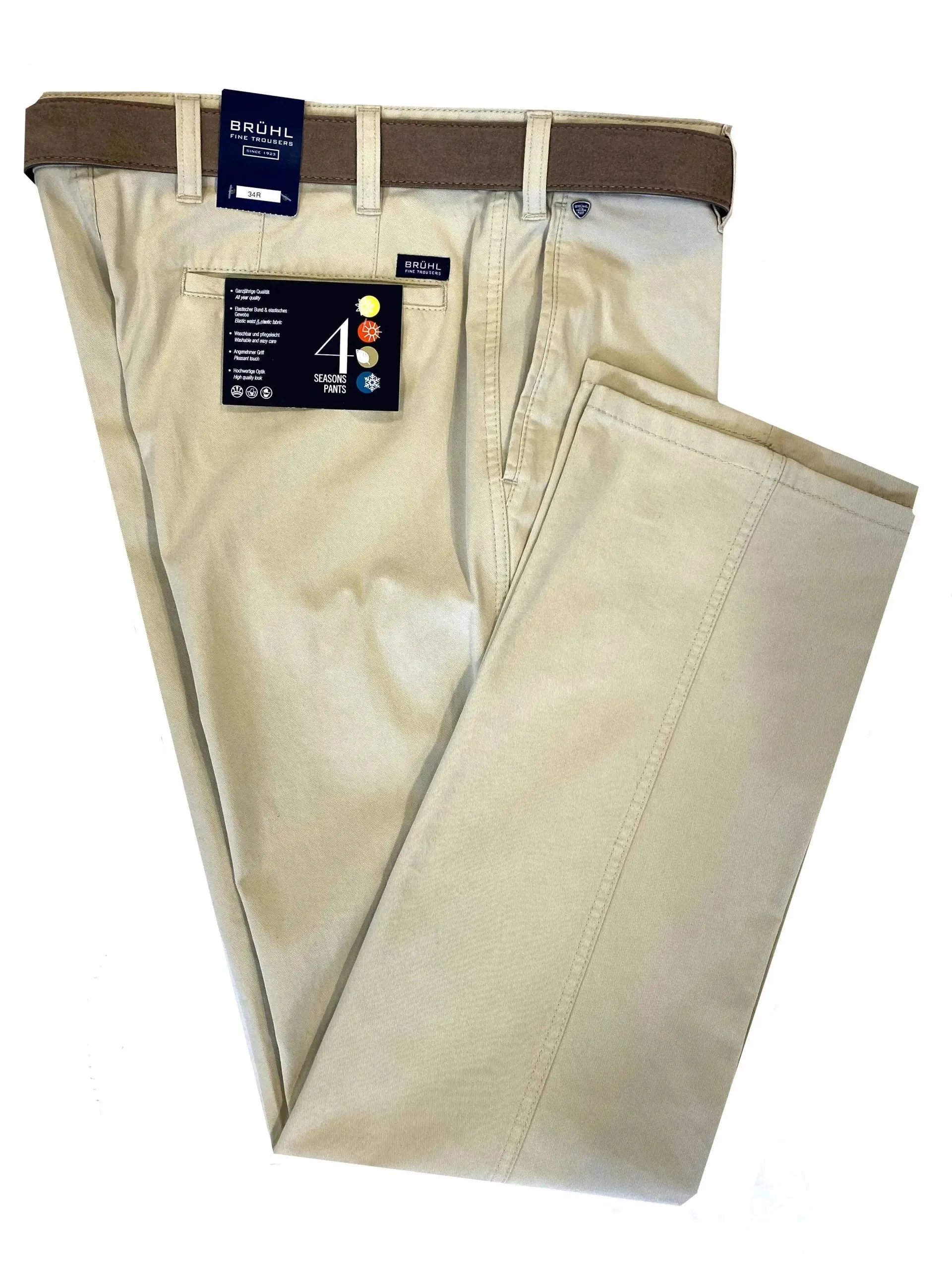 BRUHL Montana Trousers - Four Seasons Chinos - Stone