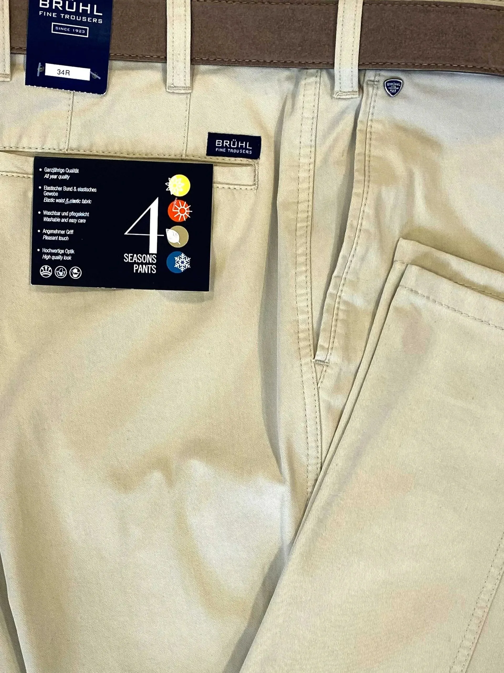 BRUHL Montana Trousers - Four Seasons Chinos - Stone