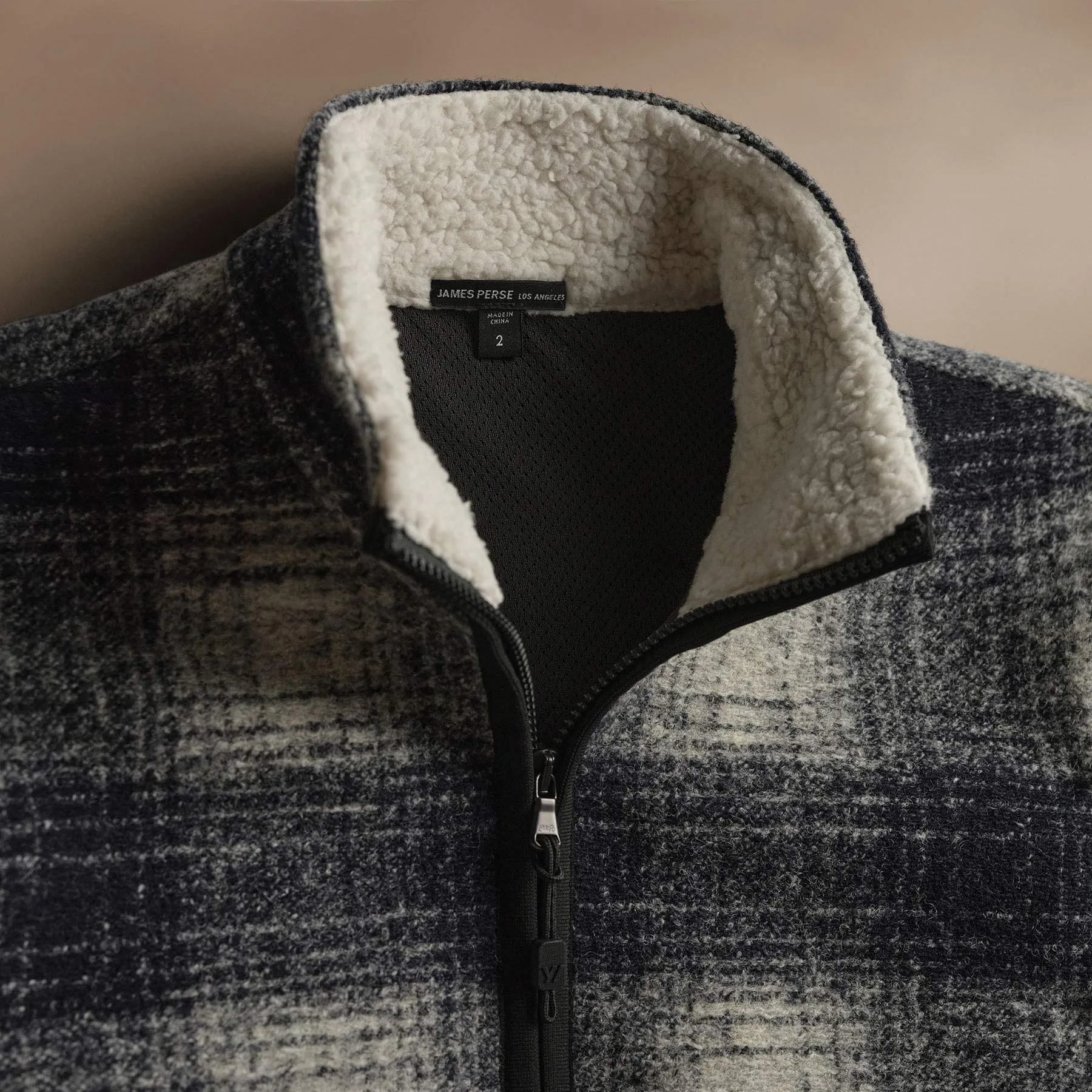 Brushed Plaid Techno Wool Jacket - Navy/White