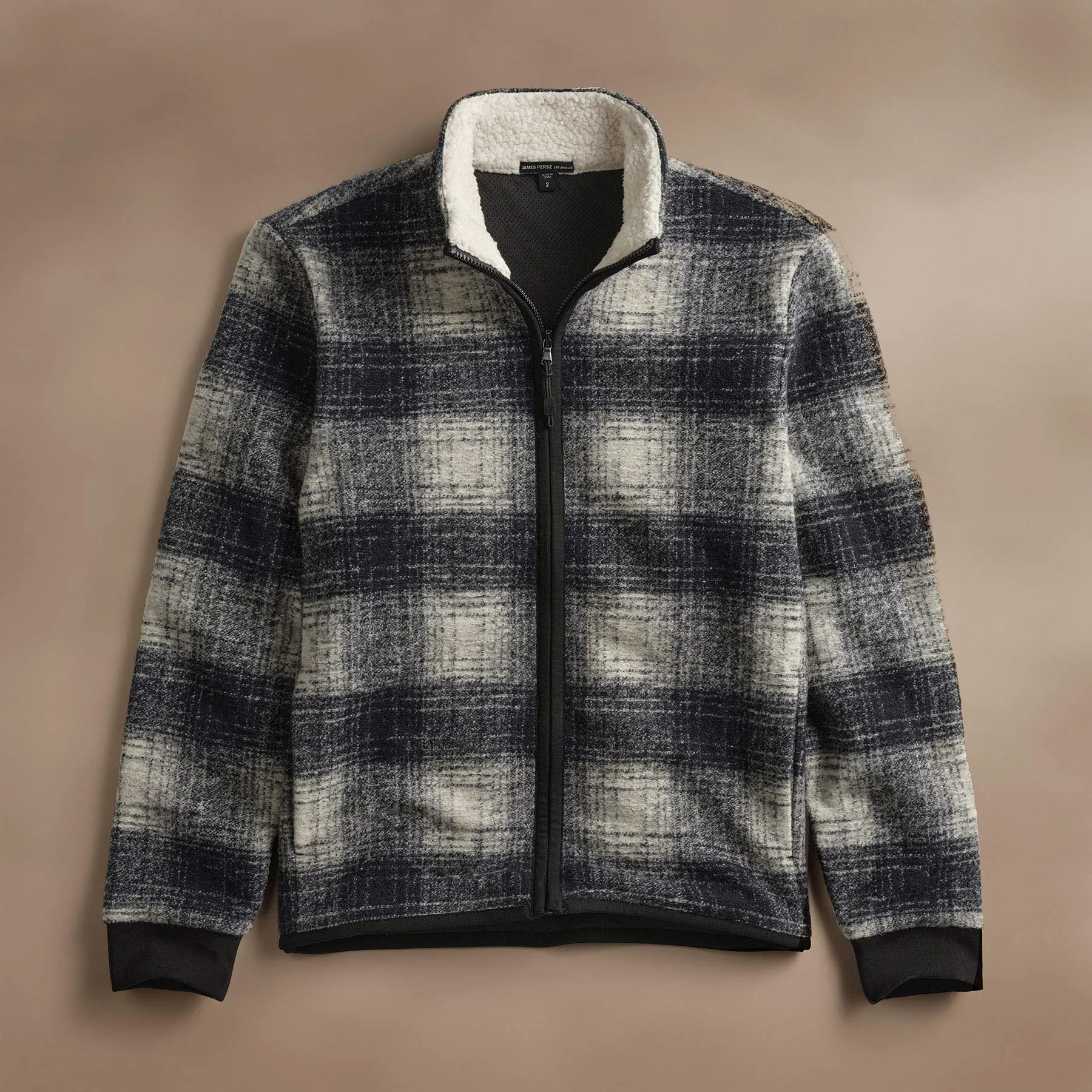 Brushed Plaid Techno Wool Jacket - Navy/White