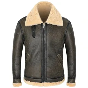 Buy Best Winter Genuine B-3 Leather Sheepskin Shearling Coat For Men