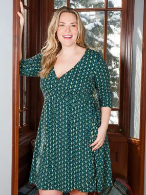 Callie Wrap Plus Size Dress Teal Bloom