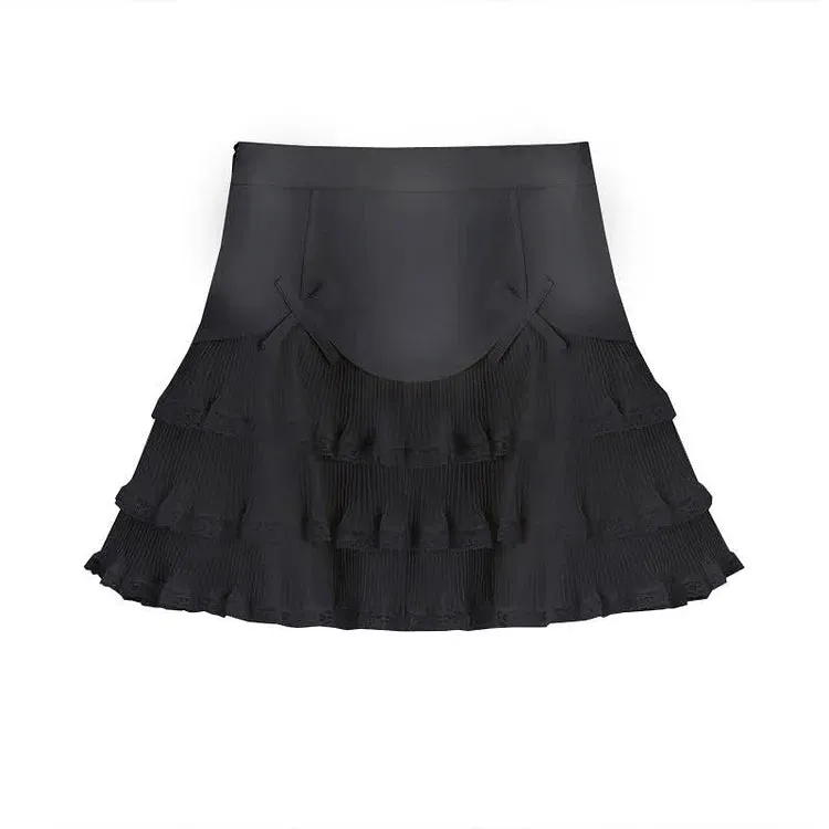 Chic High Waist Bowknot Lace Layered Mini Skirt