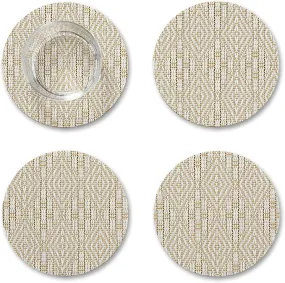 Chilewich Boxwood Geometric-Lace-Weave-Coasters - Wheat – Set of 4