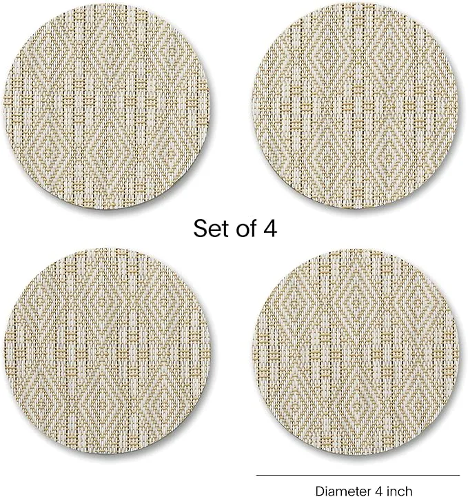 Chilewich Boxwood Geometric-Lace-Weave-Coasters - Wheat – Set of 4