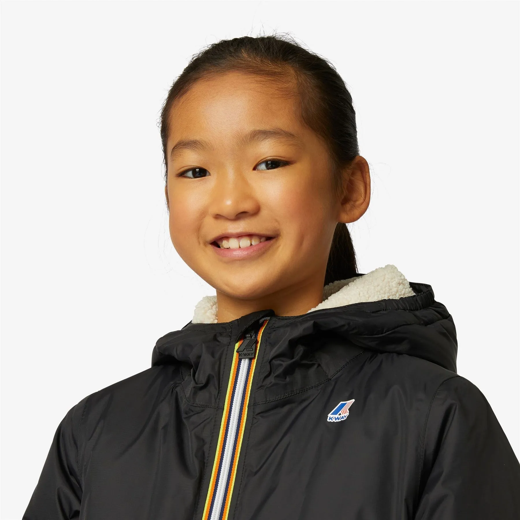 Claude Orsetto - Kids Sherpa Lined Waterproof Jacket in Ecru - Black Pure