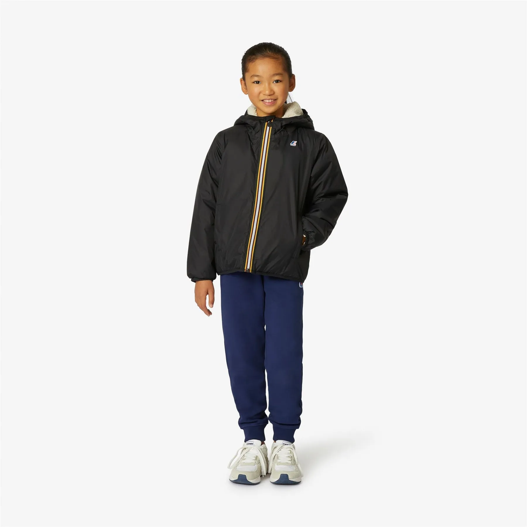 Claude Orsetto - Kids Sherpa Lined Waterproof Jacket in Ecru - Black Pure